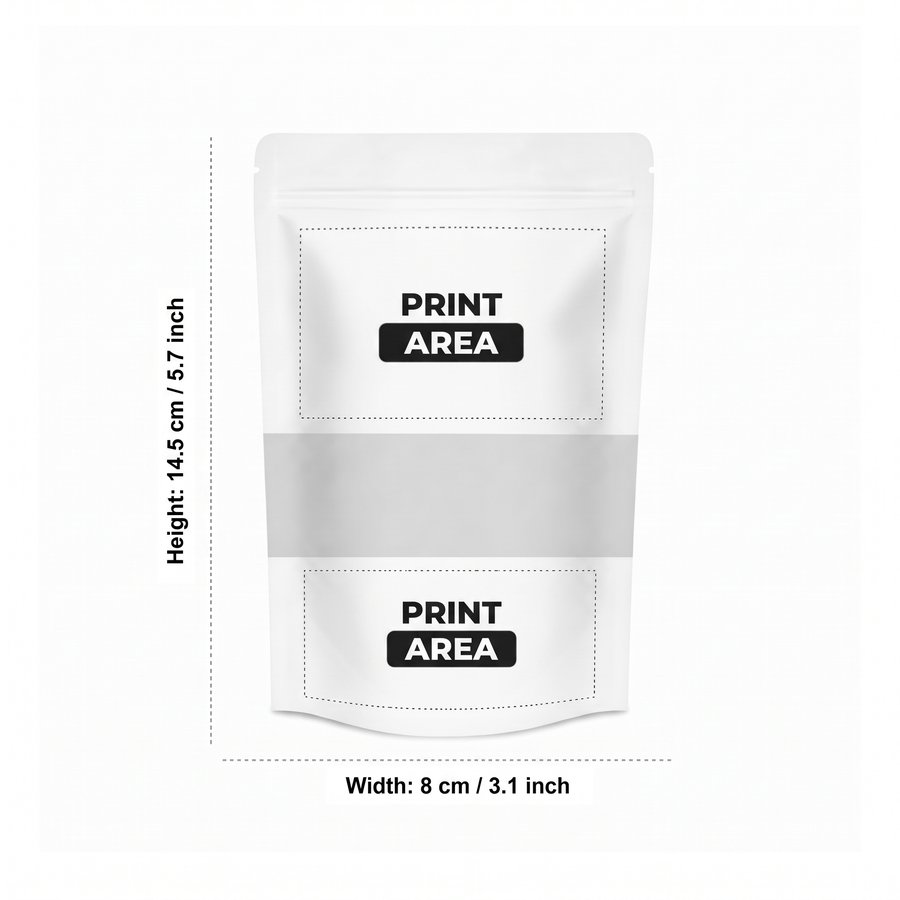 White Kraft Doypack Pouch — Windowed, Printed