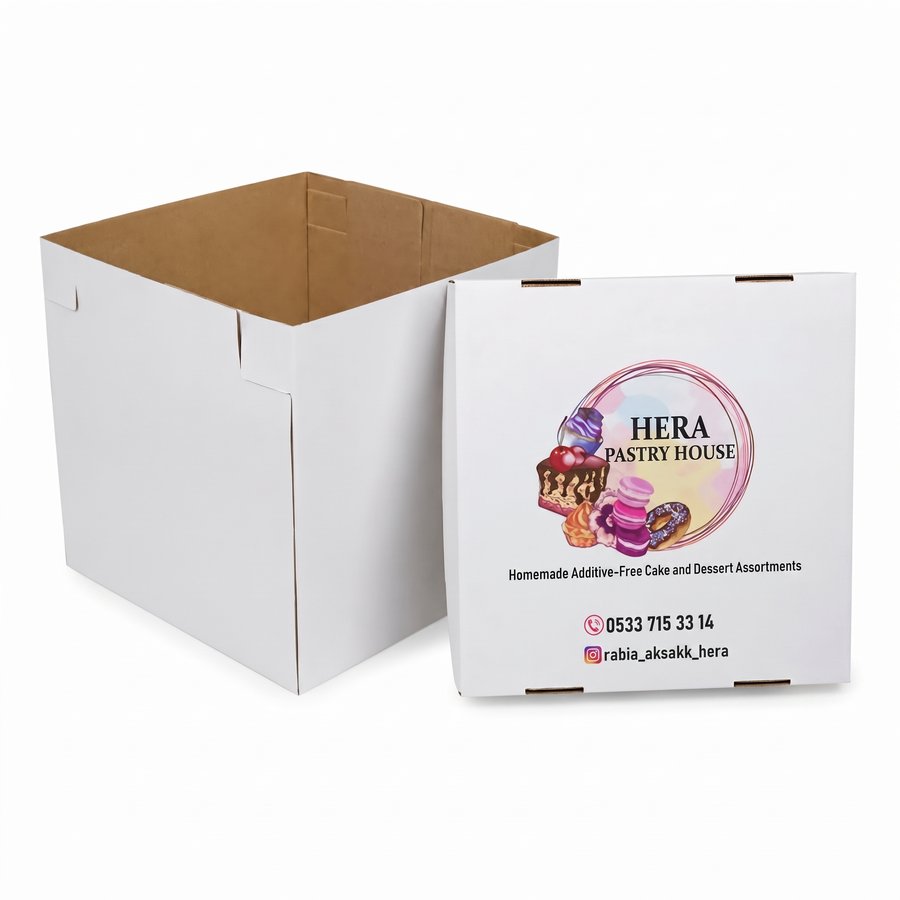 White Corrugated Tiered Cake Box, Printed